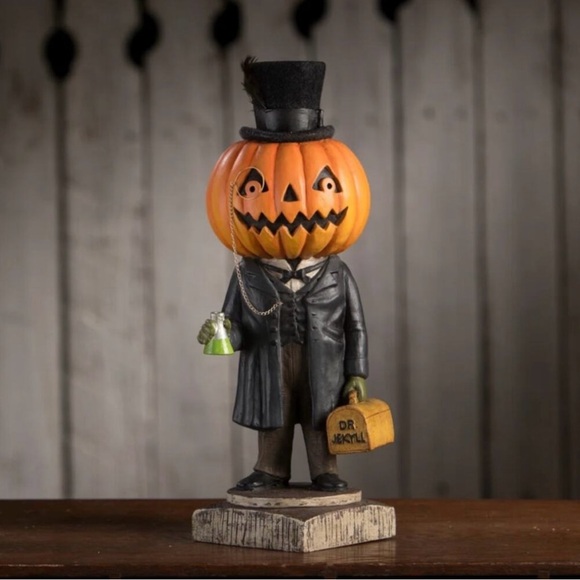 Bethany Lowe Pumpkin Head Jekyll Halloween Spooky Mr. Hyde’s Other Half JOL - Picture 1 of 2
